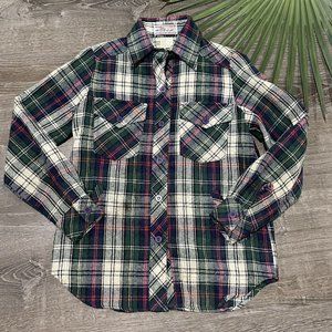 Vtg 70s LEVI STRAUSS Western Shirt XS M Sierra Humps Saddlery Plaid Button Wool